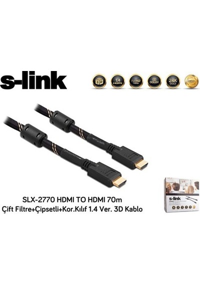 S'link Slx 2770 Hdmı To Hdmı 70M Çift Filtre Çipsetli Kor.Kılıf 1