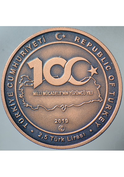 Milli Mücadele'nin 100. Yılı - Atatürk'ün Samsun'a Çıkışı Bronz Hatıra 2,5 Lira 2019 Sertifikalı Çil