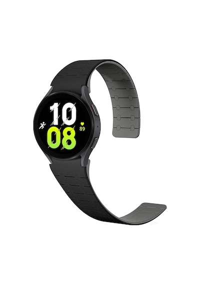 Galaxy Watch Uyumlu 6 44mm Zore Krd-111 20mm Çizgili Desenli Silikon Kordon-siyah