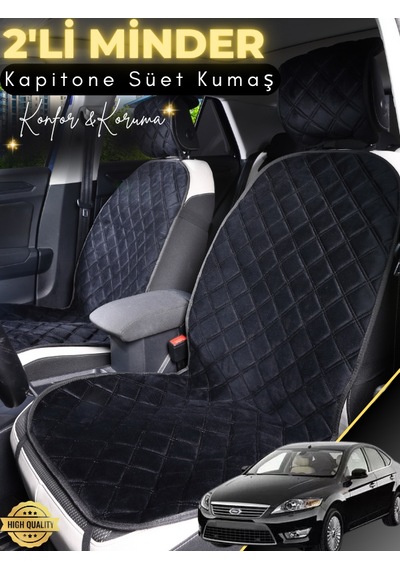 Ford Mondeo Uyumlu 2'li Süet Oto Koltuk Minderi Terletmez Kolay Montaj Oto Aksesuar A2 Siyah