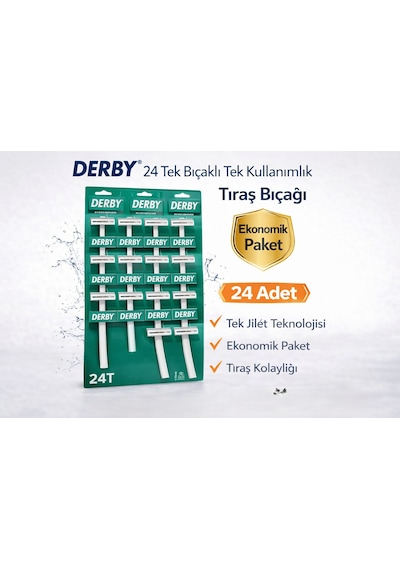 Derby Tek Bıçaklı Tıraş Bıçağı Paket Seçenekleri 24 Adet