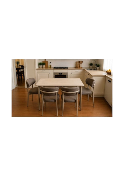 Tool Aksesuar T-6001 Traverten 70x120 Mdf Polo Kahverengi Sandalye 4 Kişilik Yemek Masası Takımı Tool Aksesuar T-6001 Traverten 70x120 Mdf Polo Kahverengi Sandalye 4 Kişilik Yemek Masası Takımı
