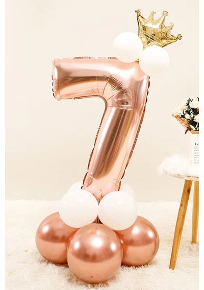 Rose 7 Rakamı Taçlı Balonlu Set Rose
