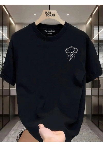Startmore Unisex Bulut Şimsek T-shirt Siyah