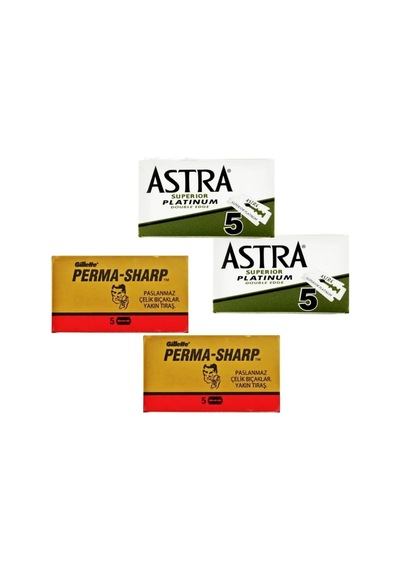 Lexroo 2 Adet 5'li Kutu Astra Ve 2 Adet 5'li Kutu Permasharp Çift Taraflı Tıraş Bıçağı