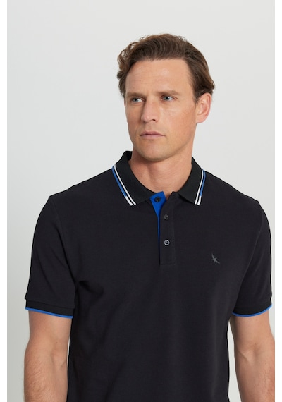 Altınyıldız Collectıon Erkek Sıyah %100 Pamuk Slim Fit Dar Kesim Polo Yaka Tişört Siyah