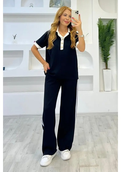 Fiolin Soft Touch Polo Yaka Eşofman Takımı Siyah