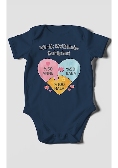 Morivokids Aileye Özel Kısa Kollu Bebek Body %100 Pamuk Lacivert