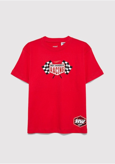 Mavi - Hot Wheels Baskılı Kırmızı Tişört 6610429-70478