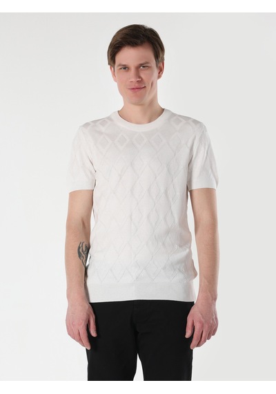 Colin's Regular Fit Bisiklet Yaka Beyaz Erkek Kazak CL1064502_Q1.V1_OFW