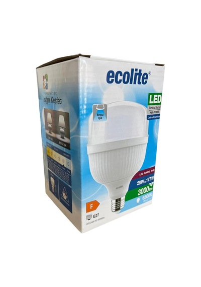 Ecolite 28w Jumbo Led Ampul 177w Eşdeğer 6500k Beyaz Işık 3000 Lümen E27 Duylu Enerji Tasarruflu Ve Uzun Diğer