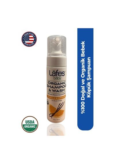 %100 Doğal Saç Ve Vücut Bebek Organik Şampuanı Vanilya ve Portakal Aromalı Usda Sertifikalı