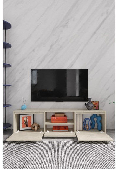 Vanguard 3 Kapaklı Tv Ünitesi 160 Cm - Traverten Desen Traverten