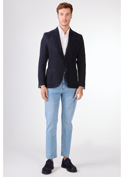 Dufy Lacivert Mono Yaka Slim Fit Erkek Ceket Lacivert