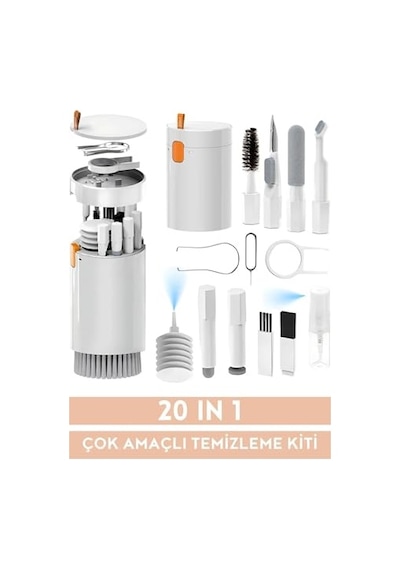 Si 1 Arada Elektronik Temizlik Seti Klavye Kulaklık Ekran Bilgisayar Ve Telefon Temizliği Için Fırçalı Spreyli Ço