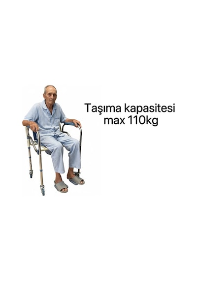 Katlanabilir Hasta Yaşlı Tuvalet Sandalyesi Klozetli Tekerlekli Frenli Ve Boy Ayarı Yapılabilir Diğer