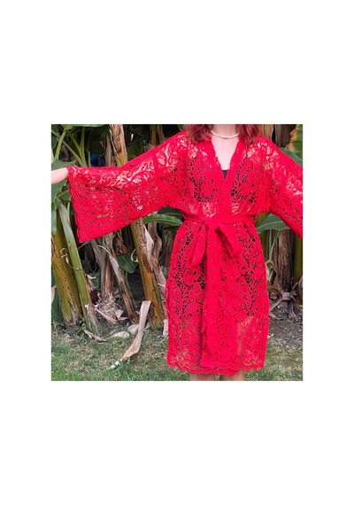 Lila Mare Dantelli Kimono Renkli Renkli