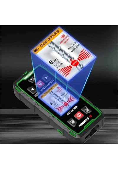 Sndway Sw-6100gt Duvar Metal-ahşap Dedektörü Ve Lazer Mesafe Ölçer 120m Gri