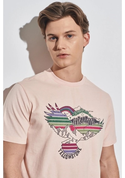 Wrangler Erkek Pembe Bisiklet Yaka Tişört W231243590 Pembe