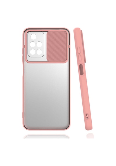 Noktaks - Redmi 10 Uyumlu - Kılıf Slayt Sürgülü Arkası Buzlu Lensi Kapak - Pembe Açık Pembe Açık