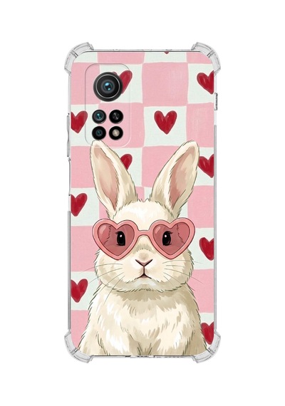 Printify Xiaomi Mi 10t İle Uyumlu Pembe Pötikare Serisi Pembe Zıpzıp Tasarımlı Uv Baskılı Köşe Korumalı Antişok Kılıf Şeffaf