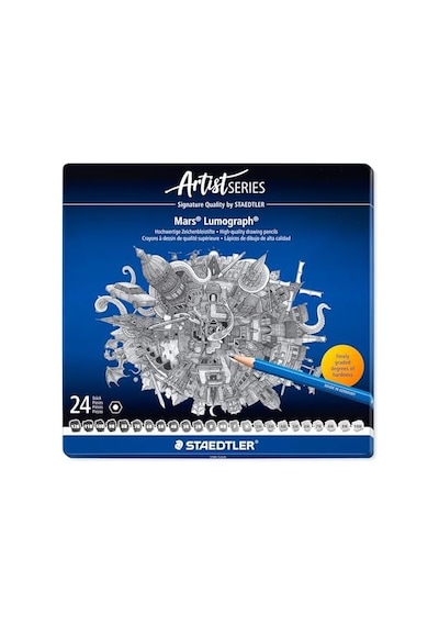100 G24 Mars Lumograph Kurşunkalem 24&apos Lü Metal Kutuda 103 Ivory