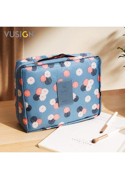 Vusign Vusıgn Kozmetik Saklama Çantası Seyahat Makyaj Üstten Açılır Organizer Çanta 21x8x18 Cm Mavi