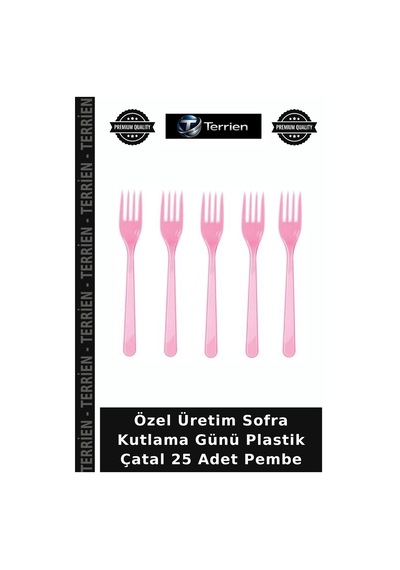Özel Üretim Sofra Kutlama Günü Plastik Çatal 25 Adet Pembe