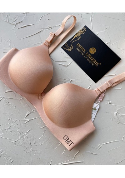 Angelina Push-up Balensiz Dikişsiz V Yaka İthal Kaliteli Düz Renk Pudra