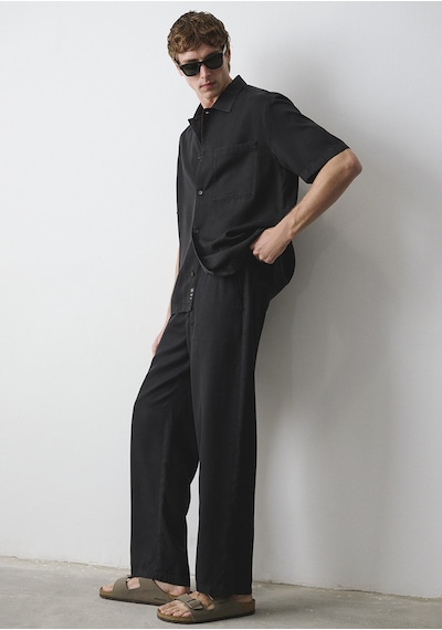 Mavi - Siyah Liyosel Tencel Pantolon 0010591-900