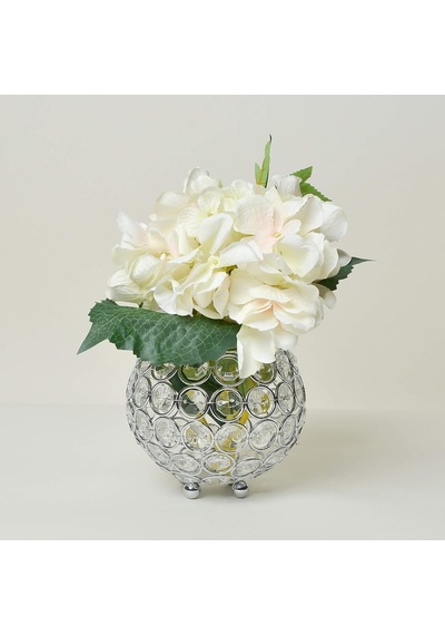 Hg1006-chr Elipse Kristal Dairesel Kase Mumluk, Çiçek Vazosu, Düğün Merkezi, Favor, 10 Cm, Krom