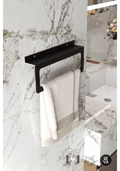 Siyah Metal Havluluk Dayanıklı Banyo Ve Mutfak Düzenleyici Siyah