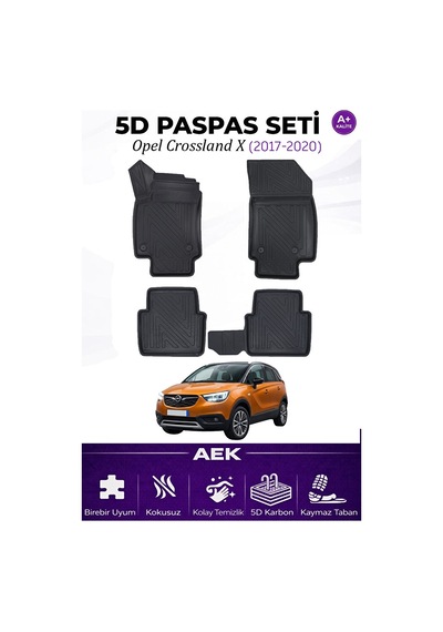 Opel Crossland Araca Özel Havuzlu "karbon" Paspas Takımı