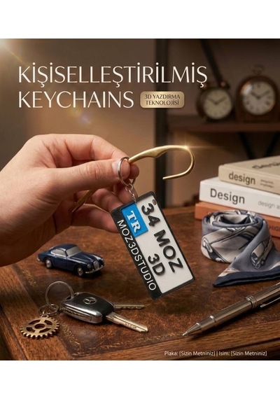 Kişiye Özel Motor Plaka Anahtarlık Çok Renkli
