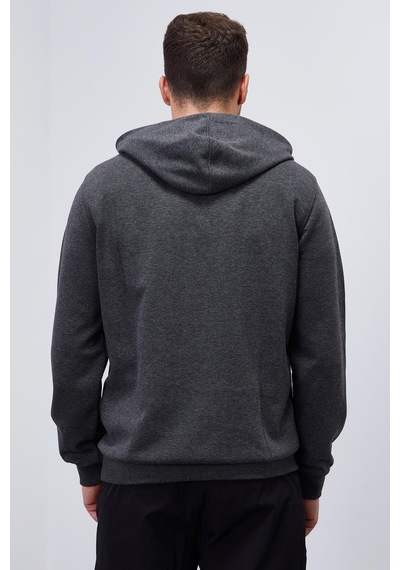 Tommy Life Antrasit Melanj Yazı Nakışlı Standart Kalıp Kapüşonlu Erkek Sweatshirt - 87887 Antrasit Melanj