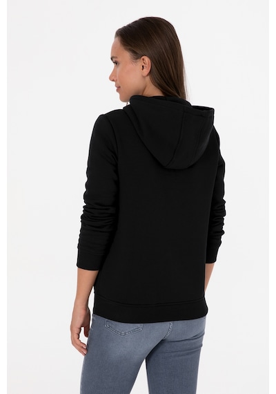 U.S. Polo Assn. Kadın Siyah Şardonlu Kapüşonlu Basic Sweatshirt 50313566-VR046
