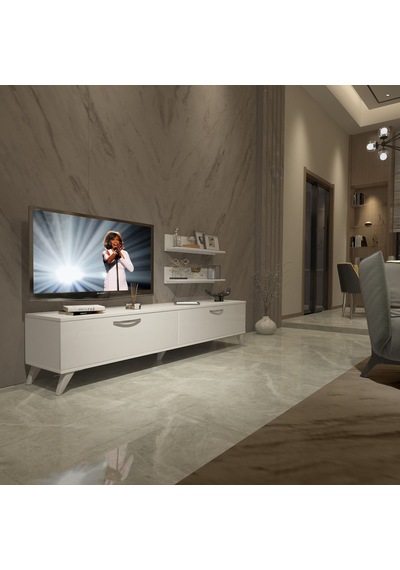 Decoraktiv Eko 4 Slm Std Retro Tv Ünitesi Tv Sehpası - Parlak Beyaz