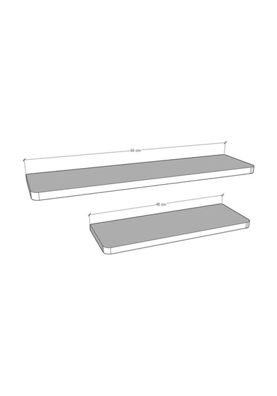Asra Trend Modern Duvar Rafı DRF-01 %100 MDF 2'li Dekoratif Organizer Kitaplık Meşe