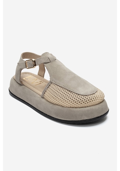 Luvi Shoes Lurelıa Bej Süet Hakiki Deri Fileli Kadın Sandalet