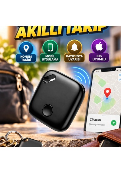 Bluetooth Destekli Akıllı Takip Cihazı iOS Uyumlu Mobil Uygulama Kontrollü Konum Bulma Aparatı