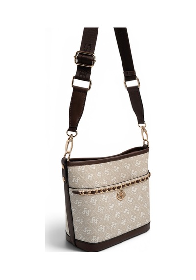 Silver Polo Sp1284 Kadın Omuz Çantası Monogram Taş-kahve