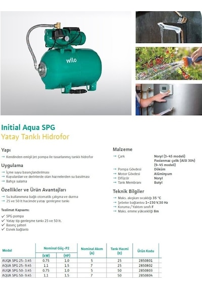 Wilo Aqua Spg 25-3.45 Hidrofor 25 Litre Tanklı 4 Kat - 4 Daire