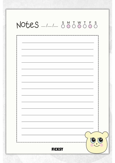 A5 Ayıcık Bloknot Çizgili Defter - 50 Yaprak - Memopad - Notepad - Not Defteri - Not Kağıdı Sarı Sarı