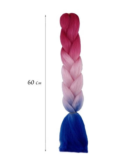 Caş Dekorasyon Koyu Pembe Üç Renk Ombreli Afrika Örgüsü Box Braid Sentetik Saç 60cm 100gr Koyu Pembe