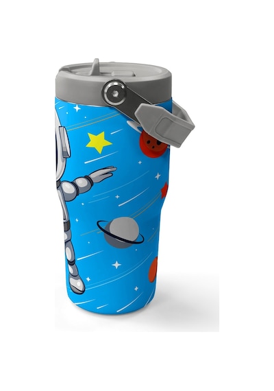 Coral High Lacivert Mavi Astronot Desenli Katlanır Ağızlıklı Çelik Termos 600 Ml 38923 Mavi