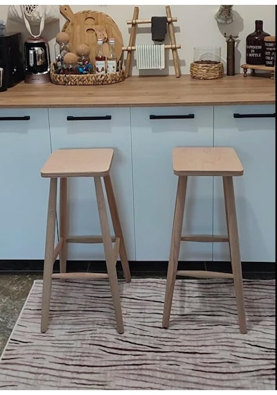Geppetto Home Ahşap Kare Bar Tabure Sandalye Diğer