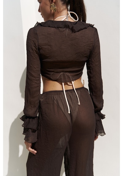 Mai Collection Mai Studios Co. Olivia Kahve Gömlek Pantolon Takım Kahve