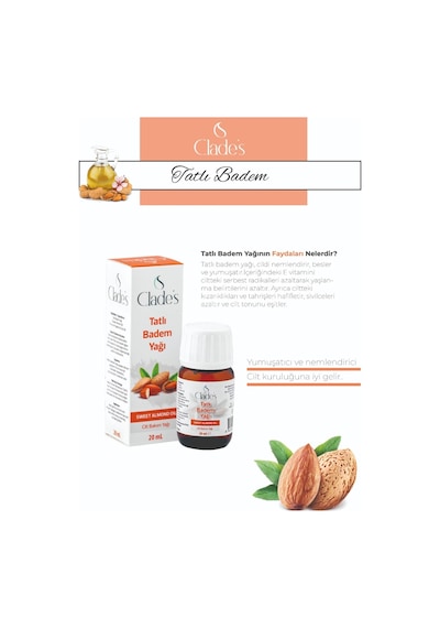 Tatlı Badem Yağı 20 Ml - Cilt Bakım Yağı Sweet Almond Oil 30 ML