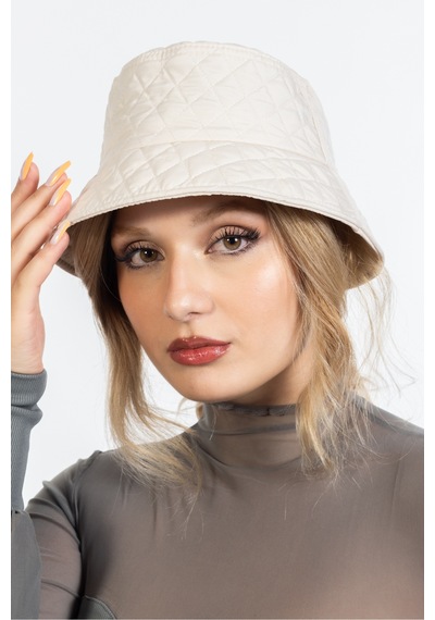 Ladycolor Kışlık Kapitone Bucket Balıkçı Şapka Krem Krem