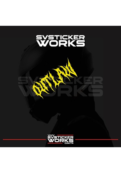 Outlaw Yazılı Kask Sticker Tüm Kasklar Uyumlu Tek Yön 1 Adet Sarı